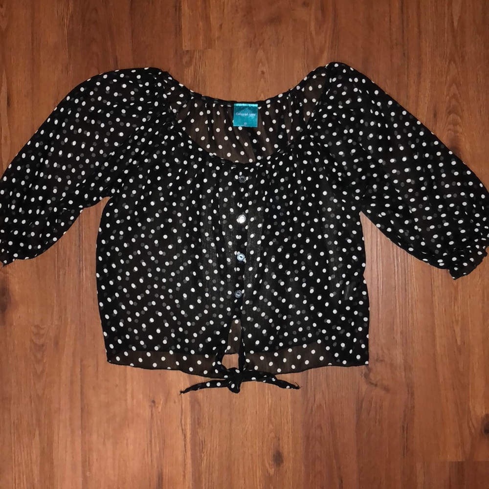 Sheer polka-dot crop top
